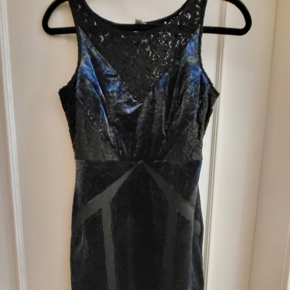 Urban Outfitters Ecote Black Blue Velvet & Lace Mini Dress - Small